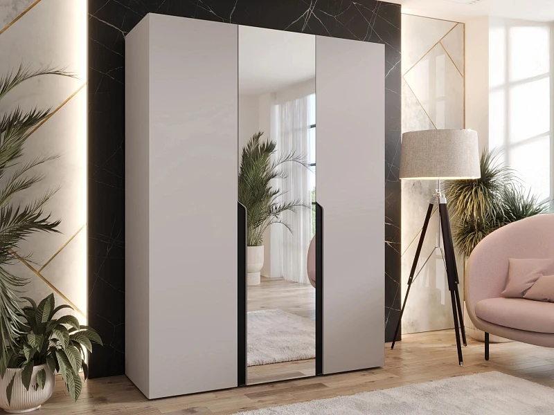 Šatní skříň MILA 2 150 se zrcadlem - Kašmír / čierna