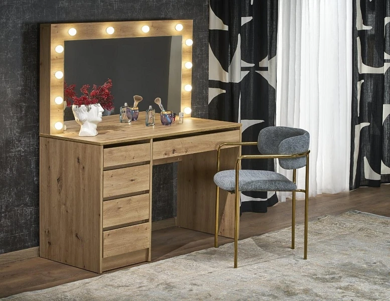 Toaletný stolík so zrkadlom Hollywood XL, dub artisan 