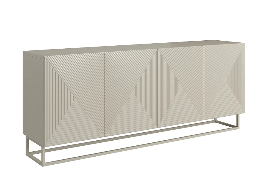 Komoda ASHA 200 cm čtyřdveřová  - Kašmír / kašmírový rám