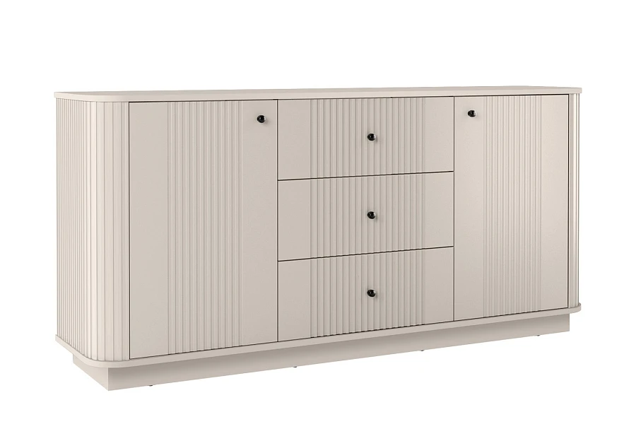 Komoda Vesper 160 cm se zásuvkami na soklu - Kašmír / čierna