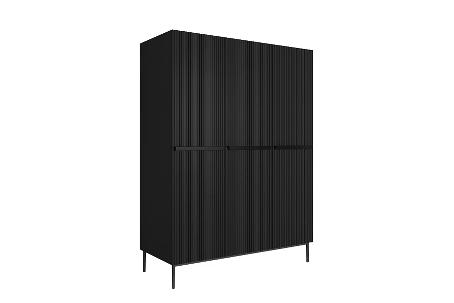 Šatní skříň Nicole 150 cm s nožkami - Čierna / Čierne nohy