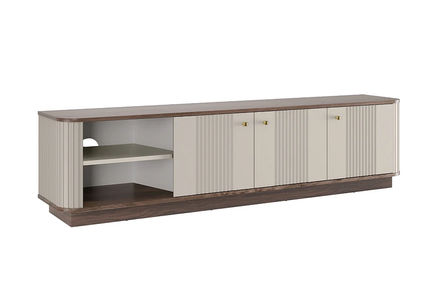 TV stolek Vesper 3D 187 cm na soklu  - Kašmír / Ořech