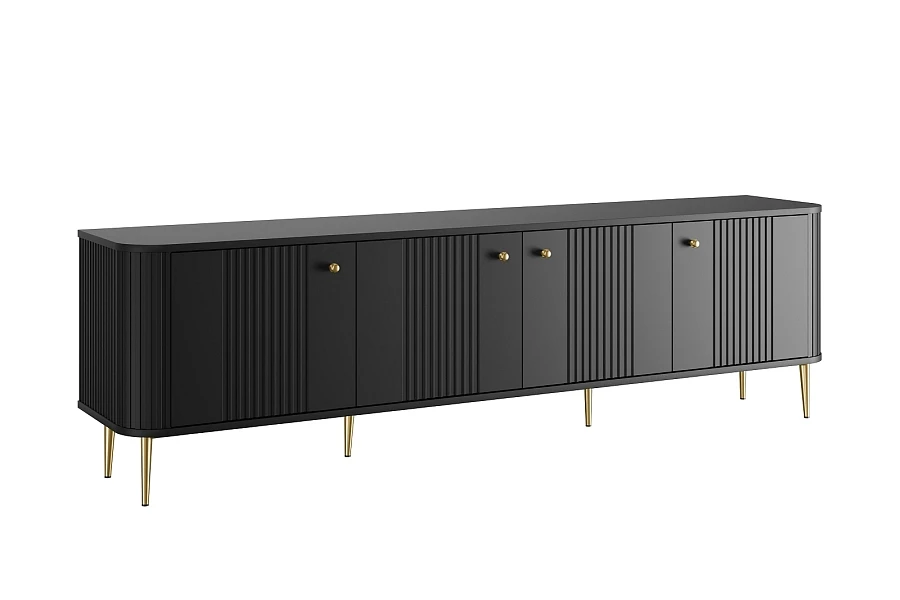 TV stolek Vesper 4D 187 cm  - Čierna / Zlaté nožičky