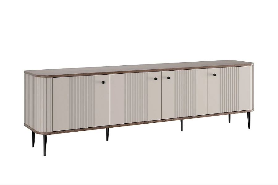 TV stolek Vesper 4D 187 cm  - Kašmír / Ořech / Černé nohy