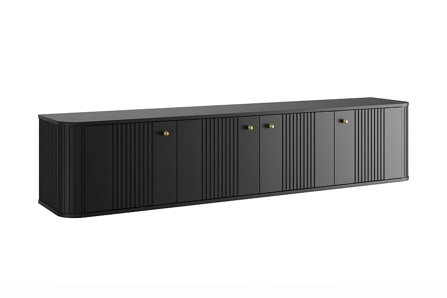 Závěsný TV stolek Vesper 4D 187 cm  - Čierna / zlatá