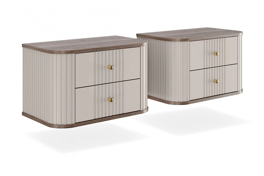 Set závěsných nočních stolků Vesper 56 cm - Kašmír / Ořech