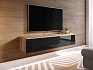 TV stolek D 140 - variabilní pro zavěšení i postavení - Dub Wotan / čierna lesklá