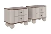 Set nočních stolků Vesper 56 cm kulaté nohy - Kašmír / Ořech / Černé úchytky