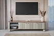 Černá třídvéřová TV skříňka Vesper 187 cm  - Kašmír / Ořech / Černé úchytky