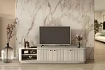 TV stolek Vesper 3D 187 cm na soklu  - Kašmír / čierna