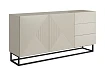 Moderní komoda Asha 167 cm dvoudveřová se zásuvkami  - Kašmí / černý rám