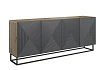 Komoda ASHA 200 cm čtyřdveřová  - Dub artisan / rivier stone mat / černý rám