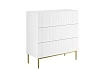 Moderní komoda Nicole 100 cm s zásuvkami a ryhovaným čelem  - Biela / Zlaté nožičky