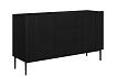 Moderní komoda Nicole 150 cm s šuplíky a rýhovaným čelem - Čierna / Čierne nohy