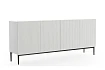 Moderní komoda Nicole 200 cm čtyřdveřová s ryhovaným čelem  - Biela / Čierne nožičky