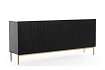 Moderní komoda Nicole 200 cm čtyřdveřová s ryhovaným čelem  - Čierna / Čierne nohy