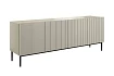 Moderní komoda Nicole 200 cm čtyřdveřová s ryhovaným čelem  - Kašmírová / černé nožky