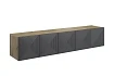 Závěsná TV skříňka Asha 200 cm s drážkovanými dvířky  - Dub artisan