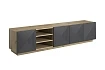 TV stolek Asha 200 cm s drážkovanými dvířky a otevřenou přihrádkou  - Dub artisan