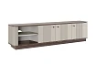 TV stolek Vesper 3D 187 cm na soklu  - Kašmír / Ořech / Černé úchytky